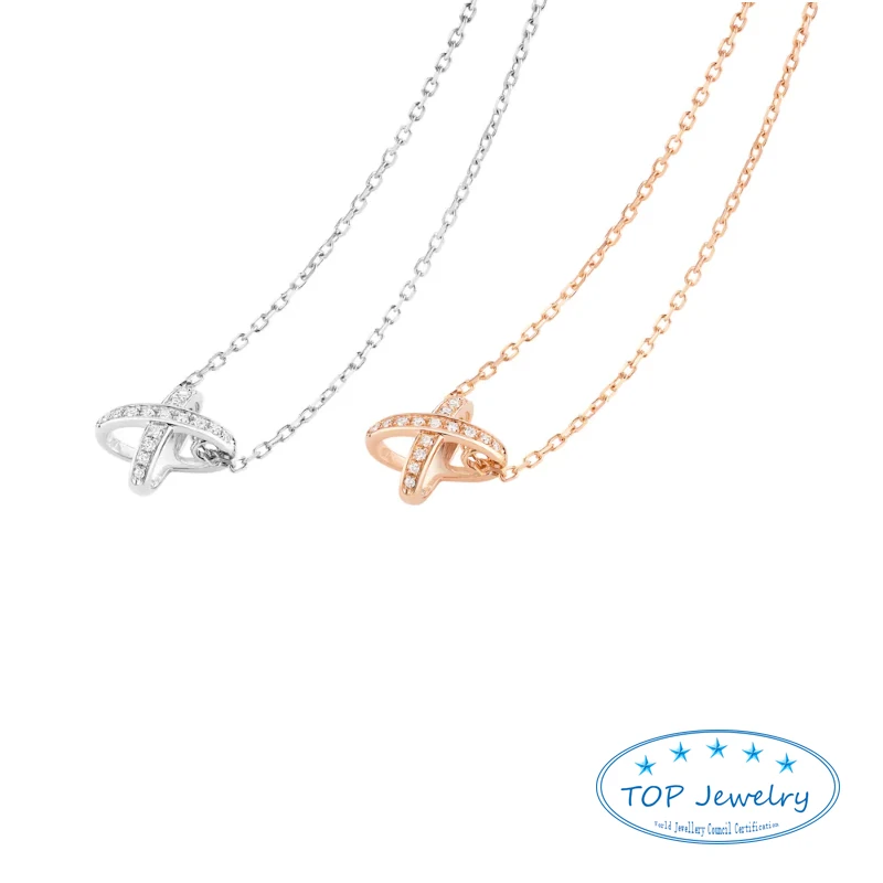 

High Quality 925 Sliver Rose Gold Full Zircon Cross Skeleton Necklace For Women JEUX DE LIENS