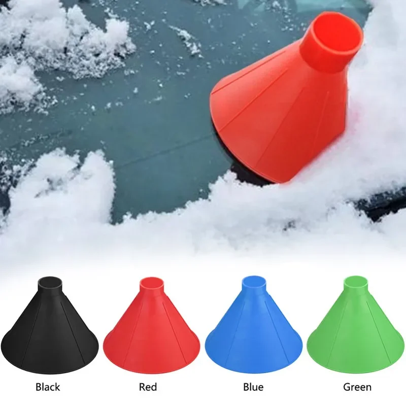 Windshield Deicing Instrument Winter Auto Car Magic Window Windshield Ice Scraper Shaped Funnel Snow Remover Deicer Cone Tool Scraping A Round Deicing