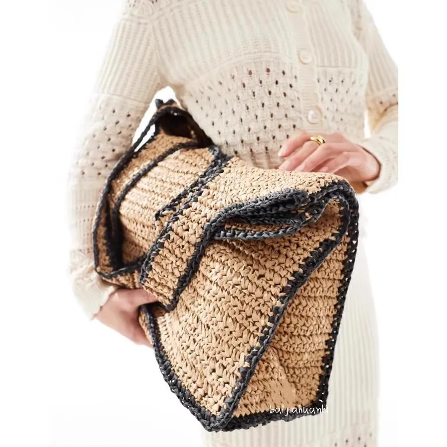 Straw Woven Tote Bags for Women Shoulder Raffia Bag 2025 Rattan Large Shopping Basket Beach Bag Luxury Crochet Handbag Tote Bag