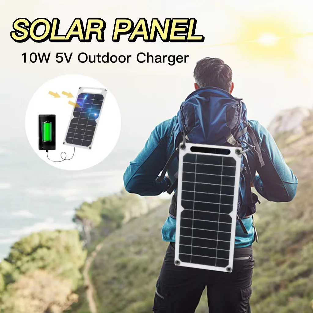 USB 10W 5V High Power Solar Panel Outdoor Waterproof Hike Camping