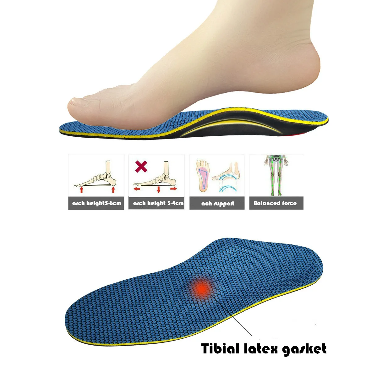 Eva Orthopedic Insoles For Men And Women Flat Foot Arch Support Valgus Corrector Arch Height 2.5cm Shoe Insole Cushion Inserts