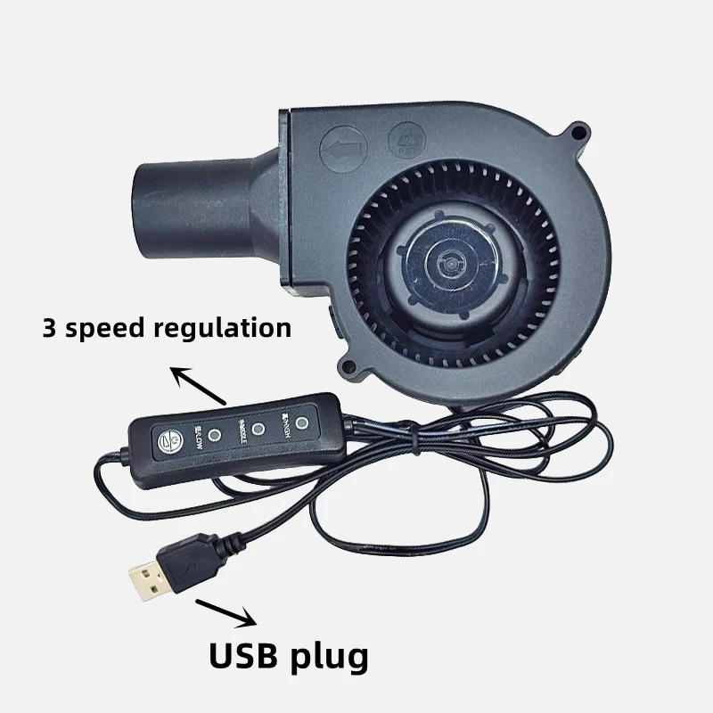 9733 5V USB, 3단 속도 조절 소형 바베큐 스토브, 장작 스토브, 폐유 스토브, 원심 터빈 송풍기 팬