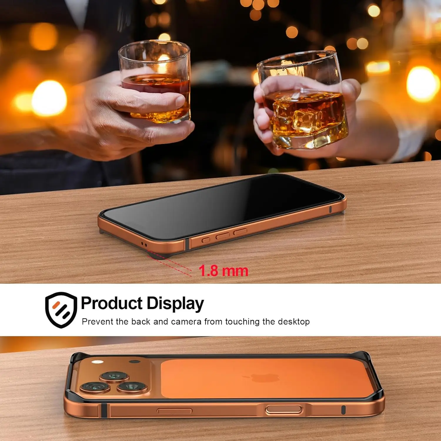 Cosmic Orange Aluminum Frame Bumper Case - Premium Phone Accessory