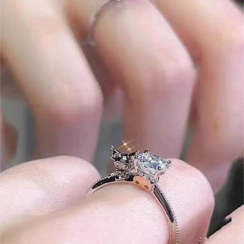 

Kawaii Kuromi Ring Diamond Couple Anime Couple Ring Lovers Amie Jewelry Girl Friend Valentine's Day Birthday Gift Accessory