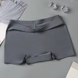 Ultra - Thin Seamless Ice Silk High - Waist Boyshorts - M (Gray)