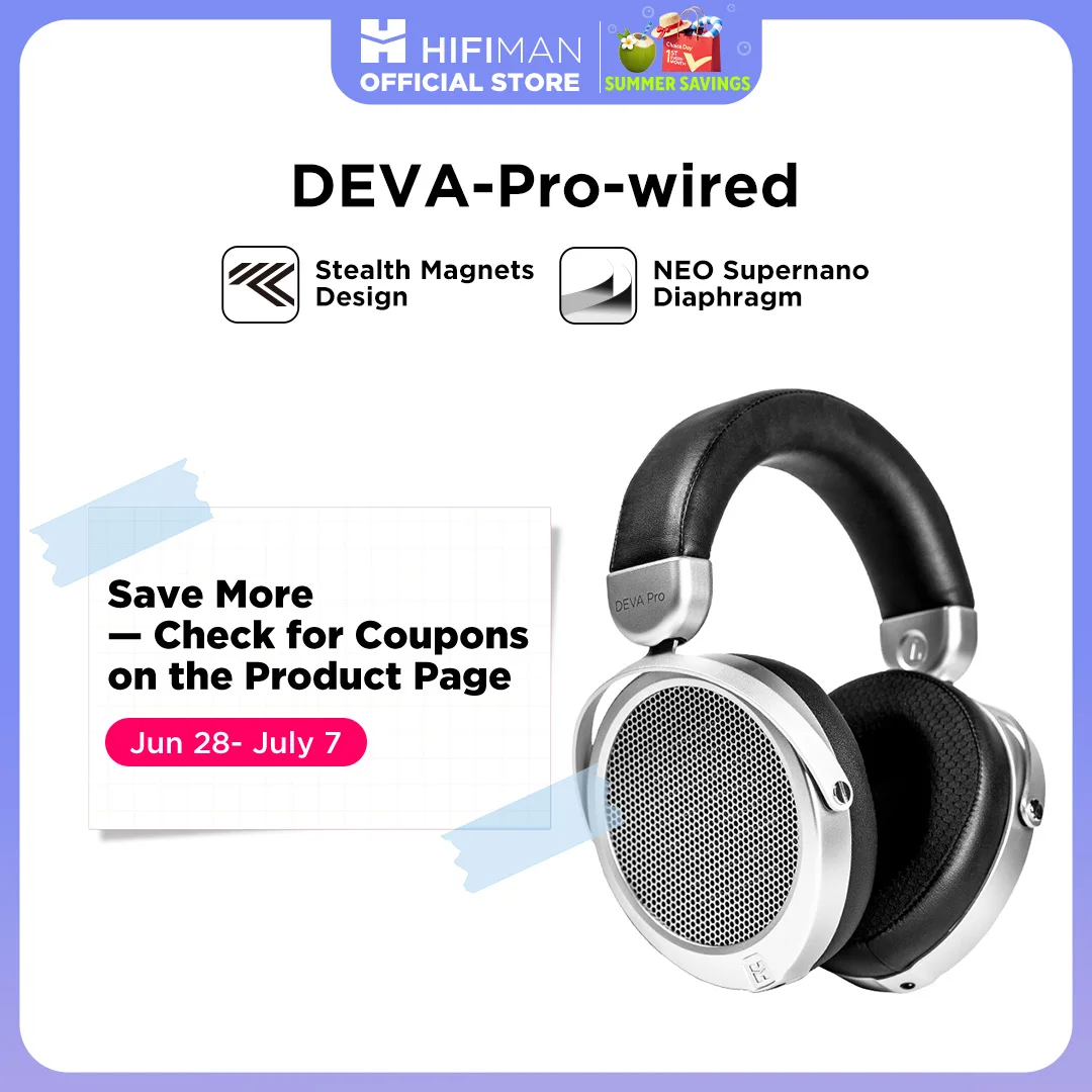 HIFIMAN Deva-Pro Over-Ear Open-Back Planar Magnetic Headphone with Stealth Magnets-Wired Version