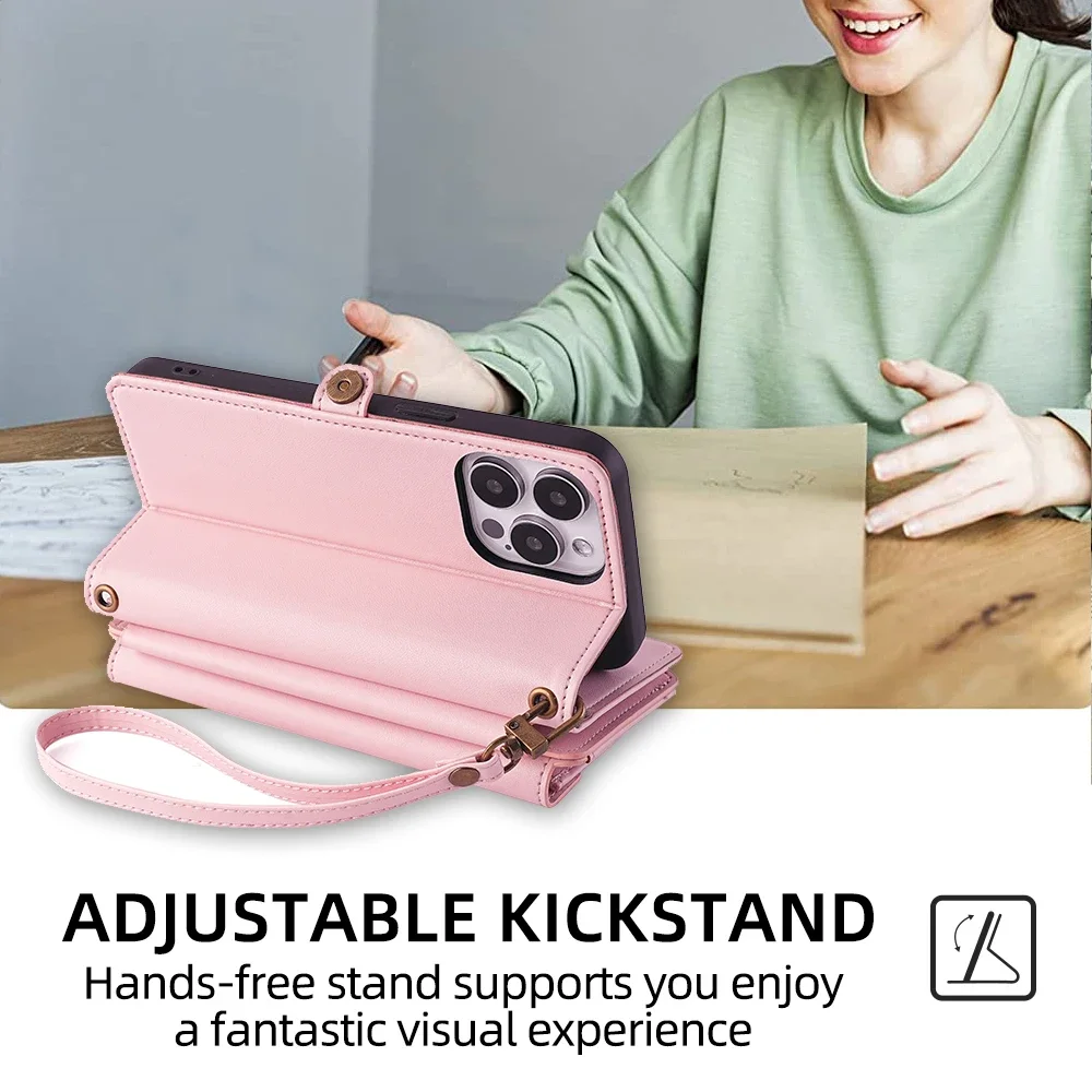 Leather Wallet Crossbody Case - Sleek Design with Multi-Model Compatibility