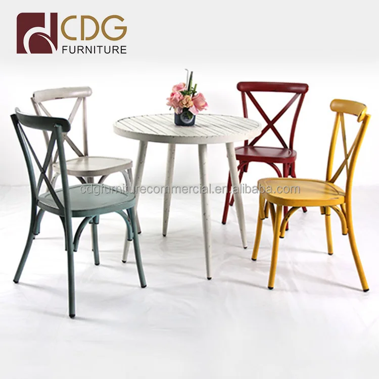 Aluminum french cross back chair antique coffee table restaurant dining table and chair sets cross
