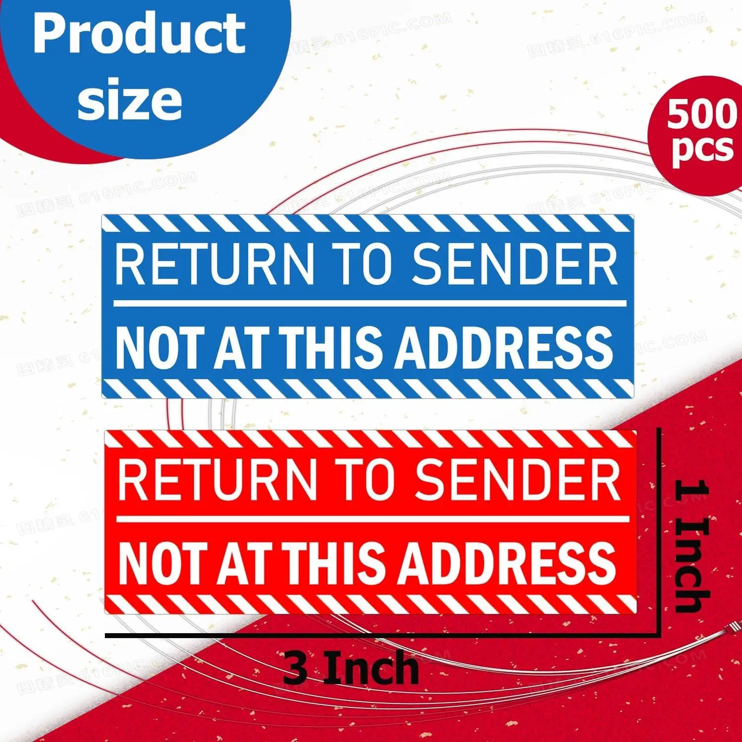 Return to Sender Not at This Address Stickers 1x3 Inch Self Adhesive Transport Cargo Sticker Address Reminder Label 500Pcs