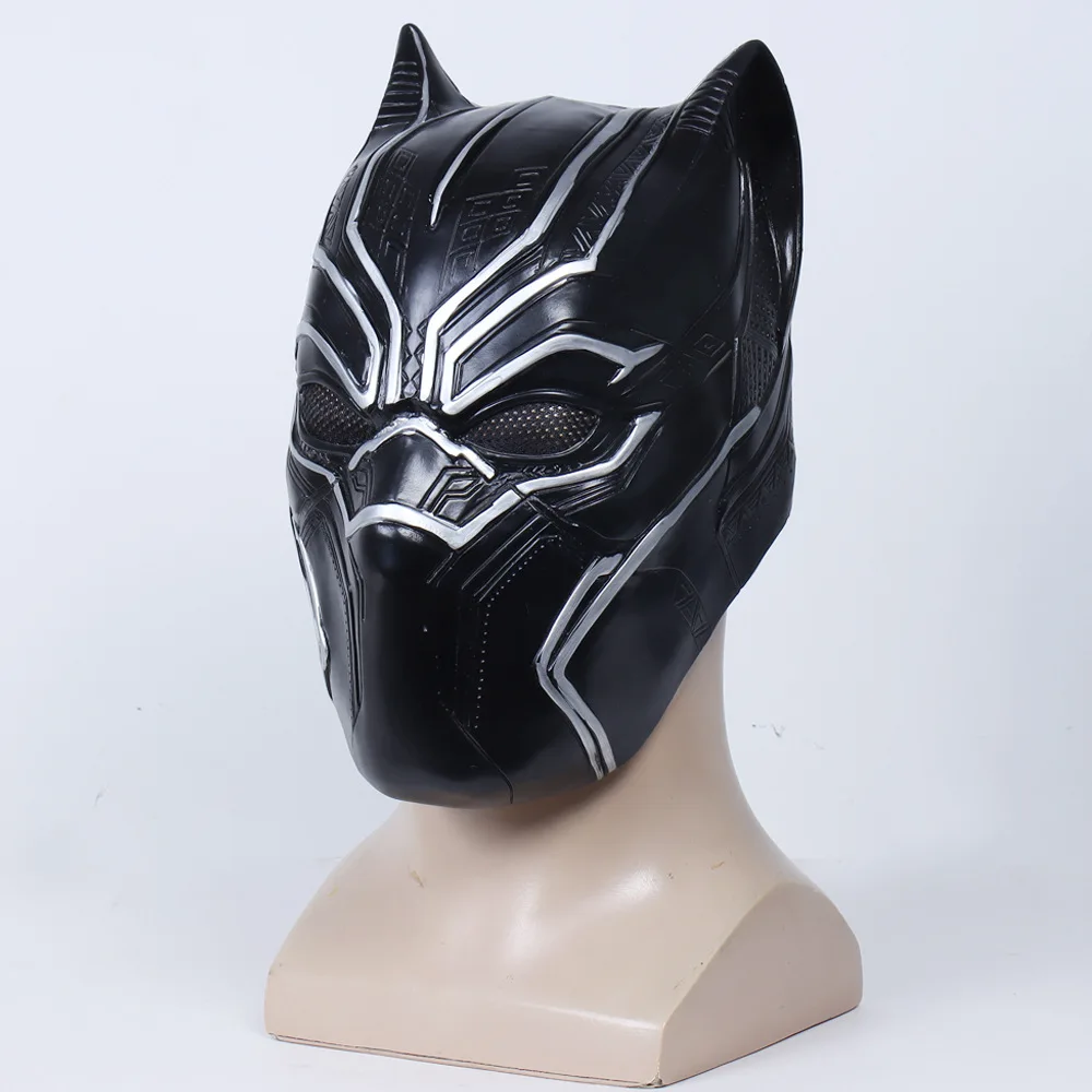 

Marvel The Avengers Peripheral Black Panther Latex Mask Cosplay Props Party Fancy Dress Up Black Panther Face Helmet Accessories