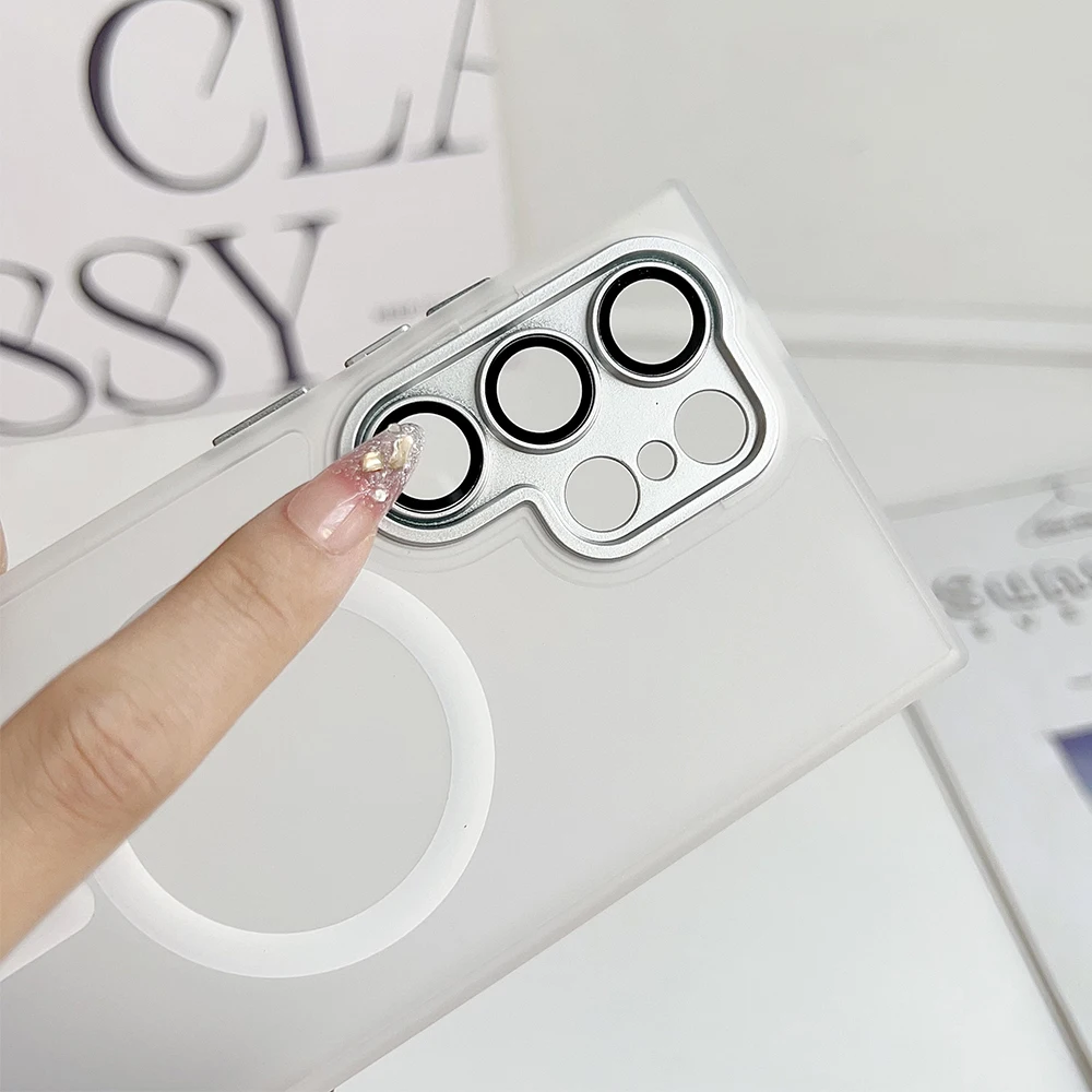 Titanium Gray Metal Lens Film MagSafe Magnetic Charging Phone Case - Hard Back Cover