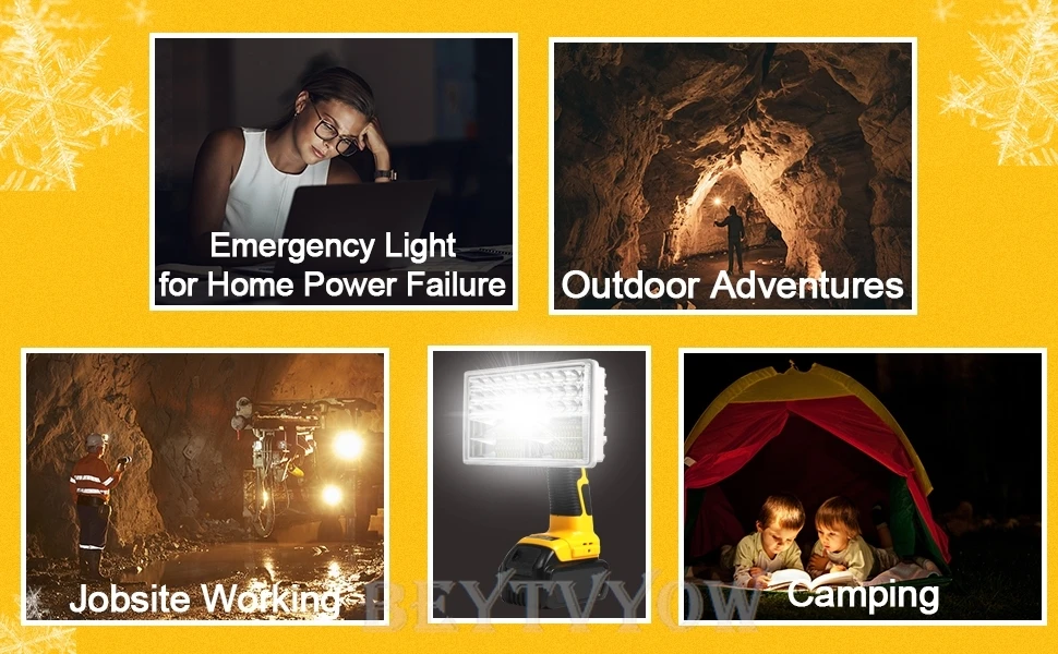 40W 4200LM LED Jobsite Work Light for Dewalt 20V Battery Handheld Floodlight Spo