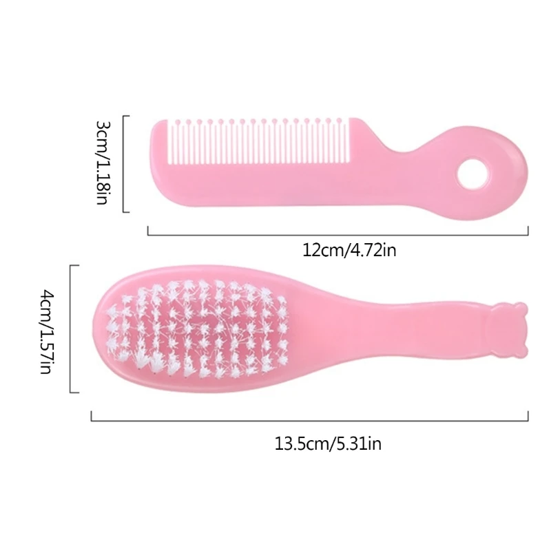 Hair Brush Comb Baby Hair Brush & Comb Set Soft Nylon Bristle Cradle Caps Toddler Infant Massage