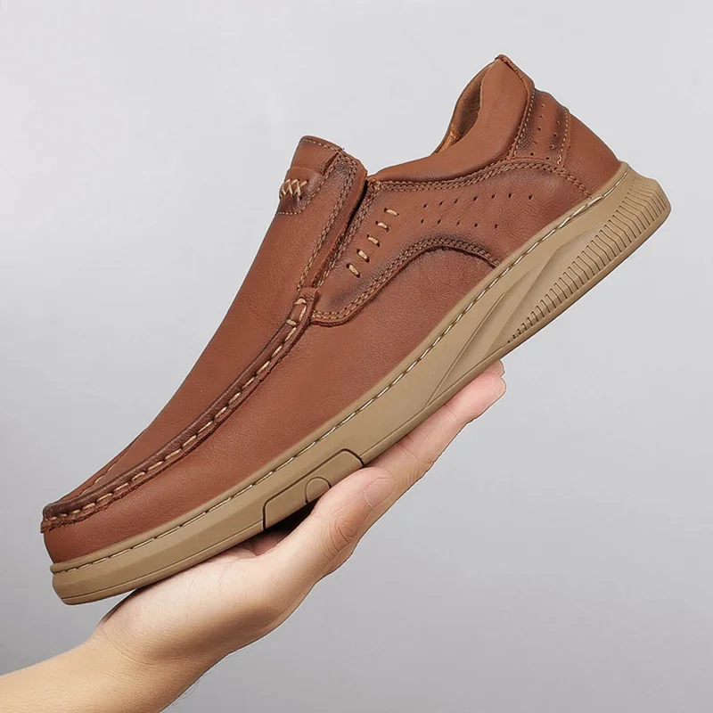 

Leather men's loafer cover in business casual leather shoes classic soft breathable men's flats soft driving shoes hand-sewn