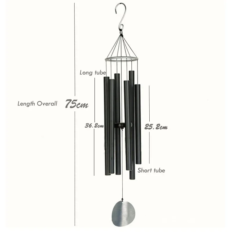 Large Wind Chimes Outdoor Home Decoration Asthetic Deep Tone Melody Memorial Wind Bell Aluminium Patio Decor Christmas Gift 75cm 5