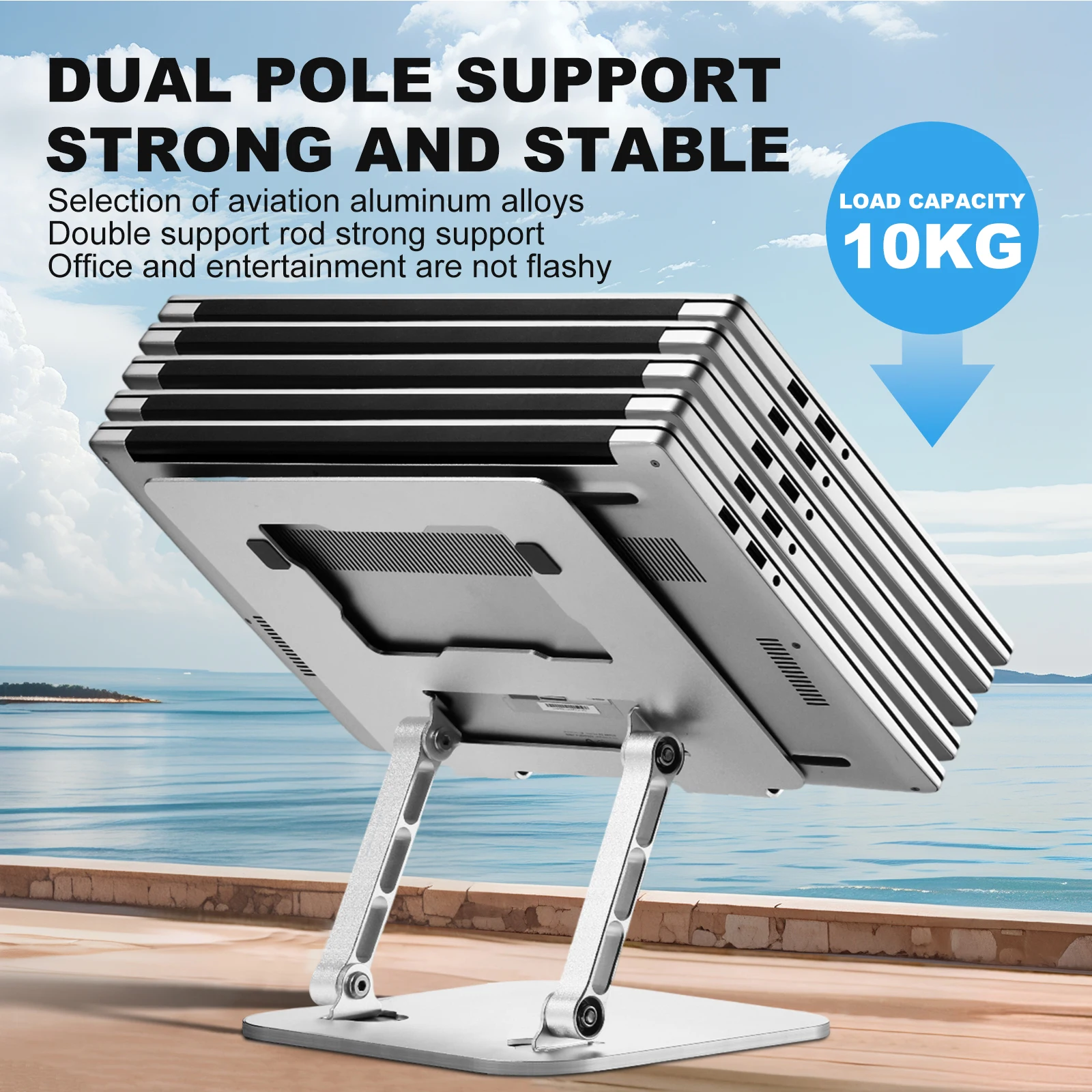 Phone Tablet Stand Adjustable Aluminum Alloy laptop Tablet up to 17 " Portable Folding Cooling support