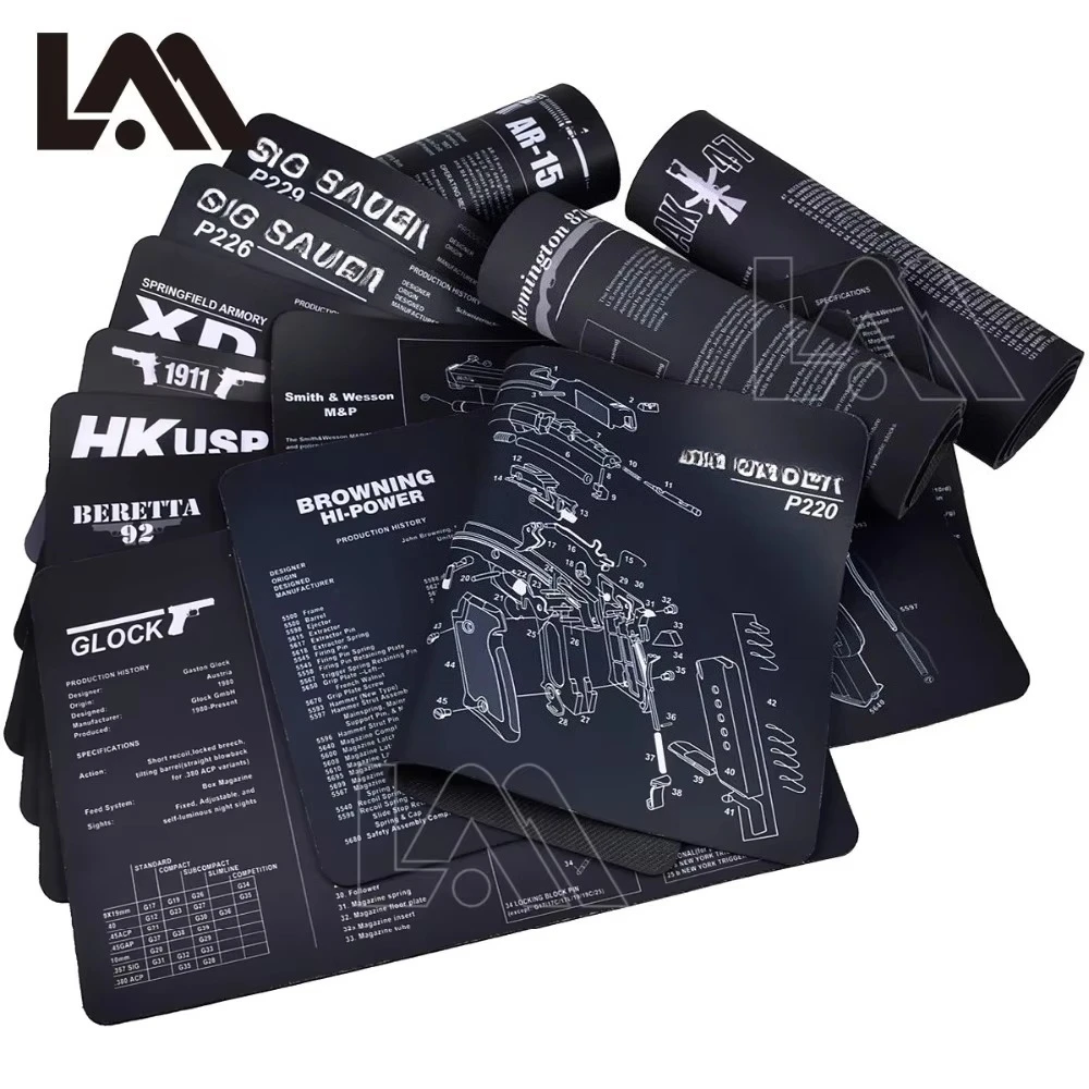 AR15 AK47 Gun Cleaning Rubber Mat Mouse Pad for Pistol GEN5 Glock 17 19 1911 Beretta 92 P320 CZ 75 CZ SHADOW 2 HK USP accesories Gun Cleaning Mat