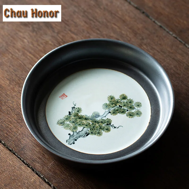 Pure Hand-painted Narcissu Art Pot Bearing Holder Iron Rust Glaze Tea Tray Water Storage Dry Soaking Table Base Kung Fu Tea Set
