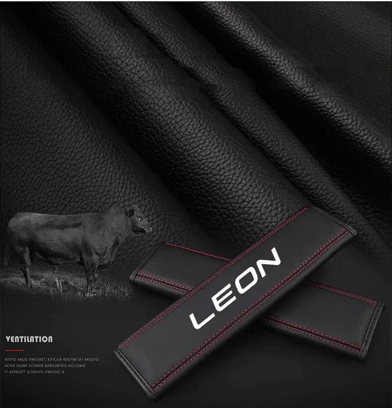 소가죽 자동차 인테리어 시트 벨트 보호대 커버, 좌석 LEON 2010 2014 2016 2022, 이비자카 자동차 액세서리, 1 개
