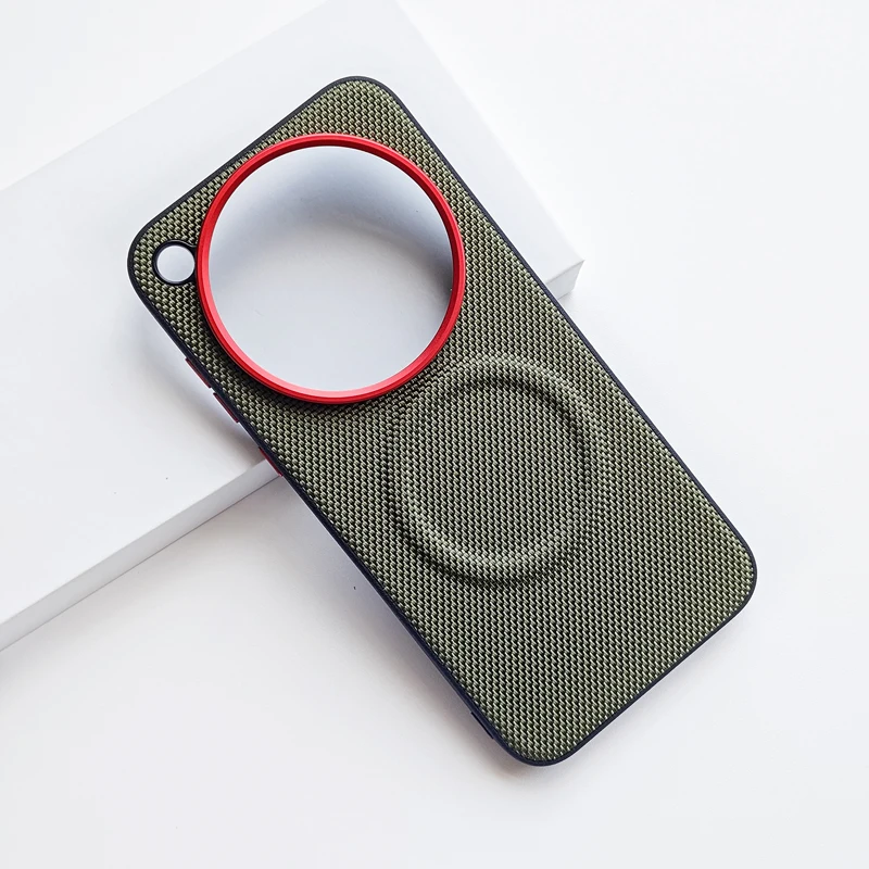 Luxury Magnetic Soft TPU & Nylon Woven Leather Back Anti-Fingerprint Phone Case