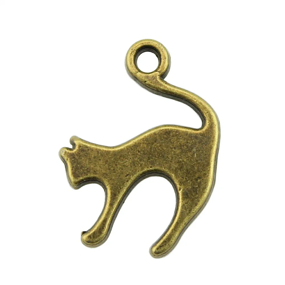 WYSIWYG 20pcs 19x14mm 펜 던 트 고양이 고양이 매력 펜 던 트 쥬얼리 만들기 2 색 고양이 펜 던 트