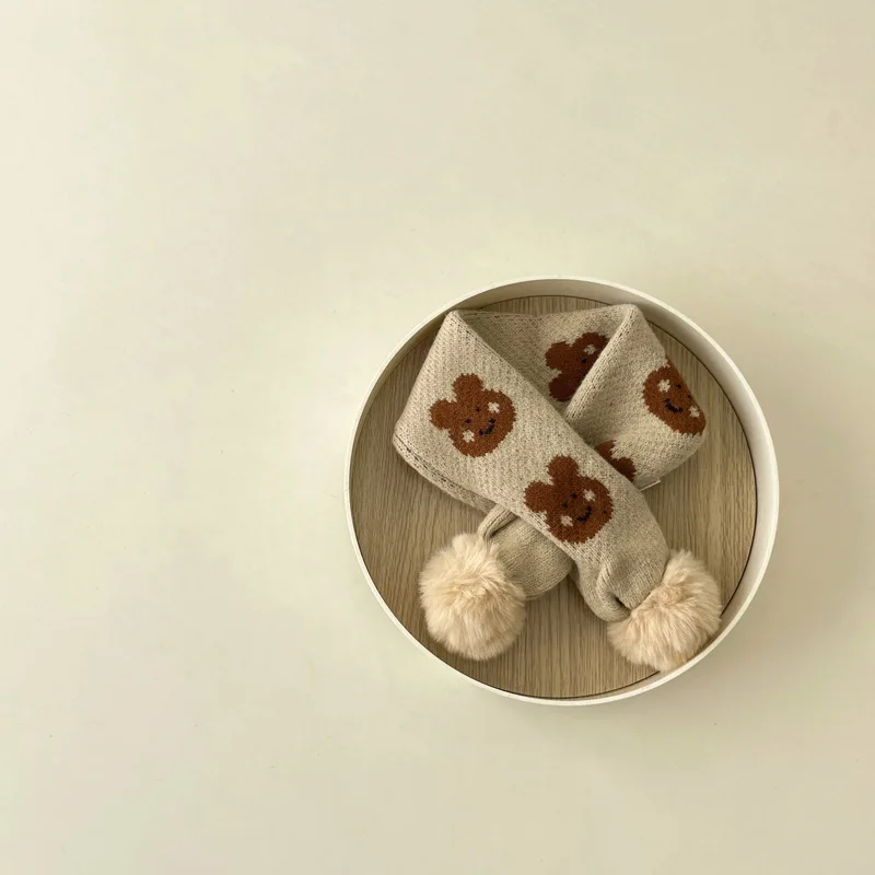 Korean Version Children's Scarf Winter Ins Cute Little Rabbit Boys and Girls Knitted Neck Cover Baby Scarf 2-6years