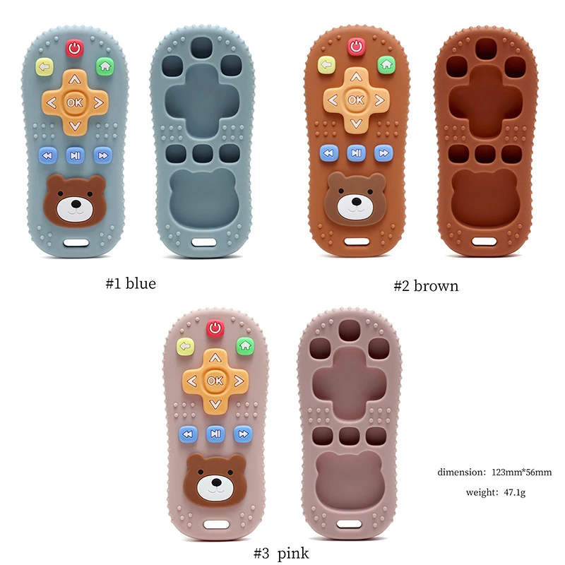 Silicone Teething Toys Bear Remote Control Shape For Babies 0-12 Months