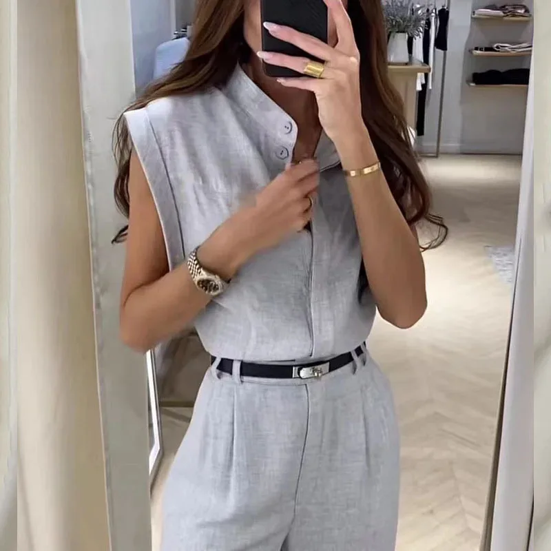 Sleeveless top and pants set loose top and pants casual two-piece set, new summer fashion