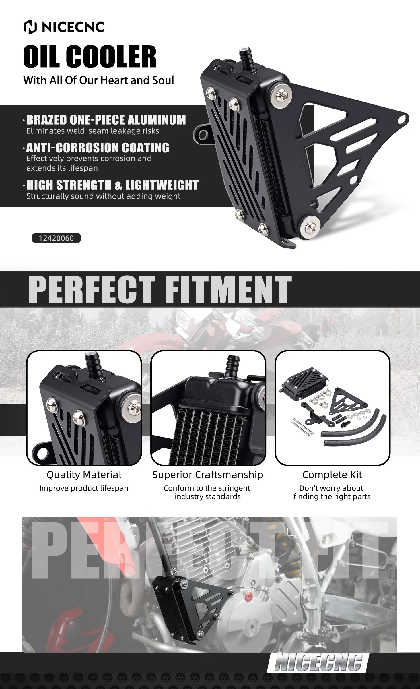 NICECNC Für 2025 Honda XR650L XR 650L 1993-2025 2024 2023 2022 Motorrad Motoröl Kühler Halterung motor Kühler Kit – Detail 1
