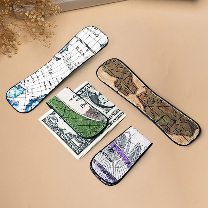 10pcs Billfold Map Printing PU Foldable Light Protable Short Wallet