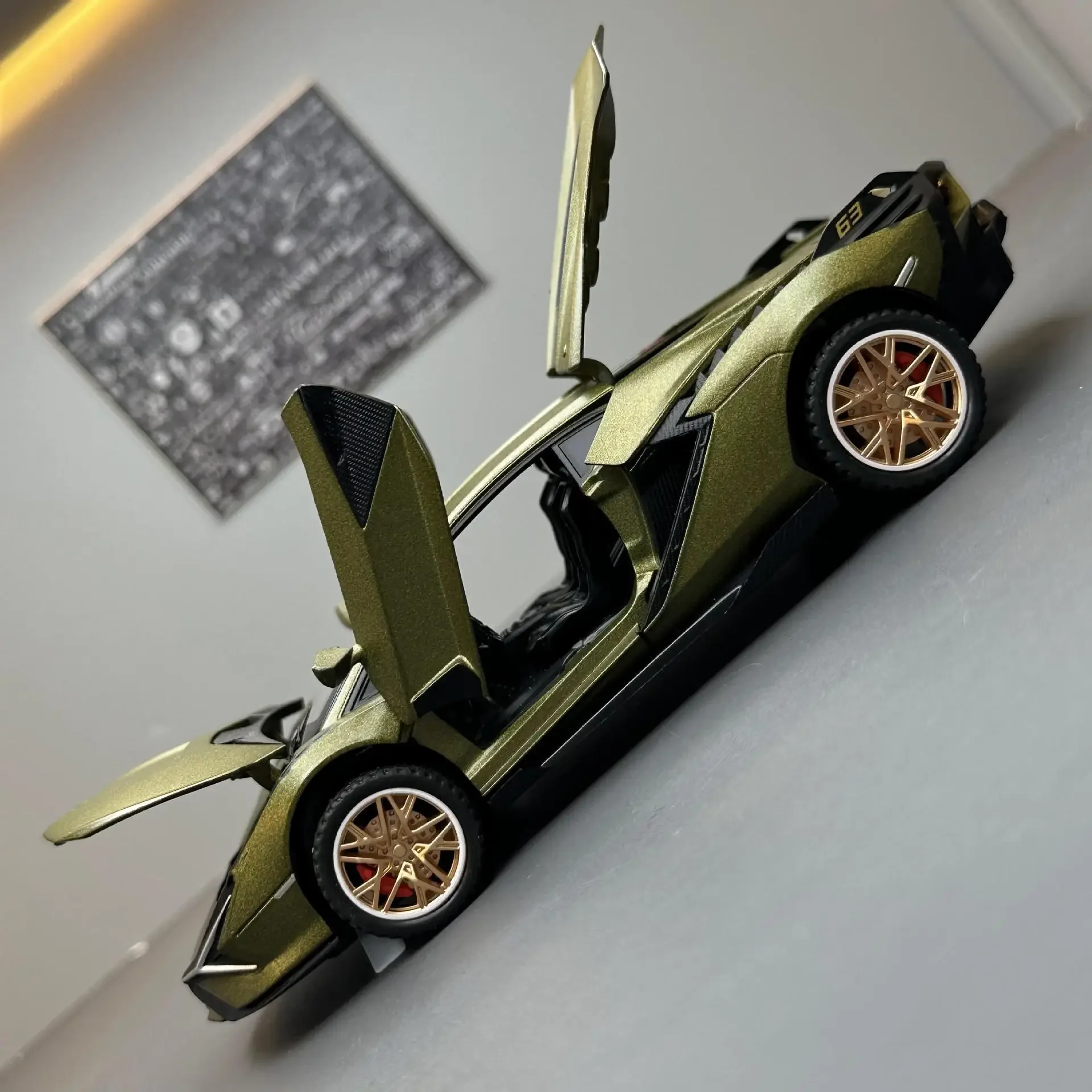 1:32 Lamborghini SIAN Sports Car Simulation Diecast Metal Alloy Model car Sound Light Pull Back Collection Kids Toy Gifts F28 5