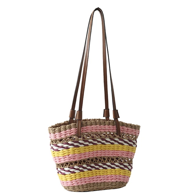 Bolso Mimbre Mujer BWBIKE Bolso De Paja Tejido A Mano Para Mujer