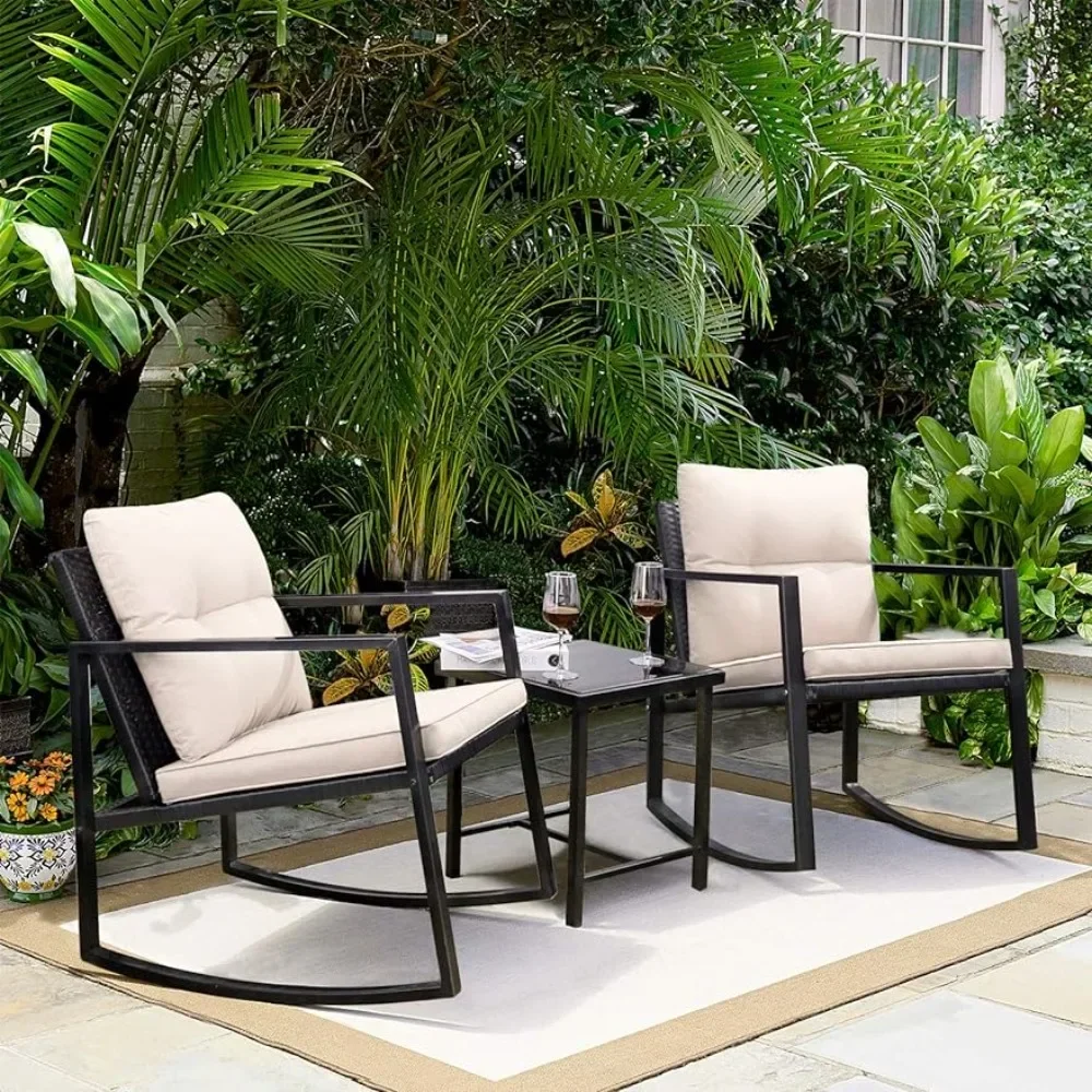 

Garden outdoor furniture conversation set with porch chairs and glass coffee table garden furniture set beige patio chairs