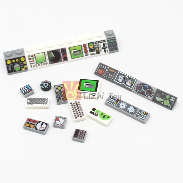 20pcs Printed Tile Instrument Meter Dash Keypad Control Center Panel Building Blocks Bricks Compatible with 85984 3039 3070 3069 6
