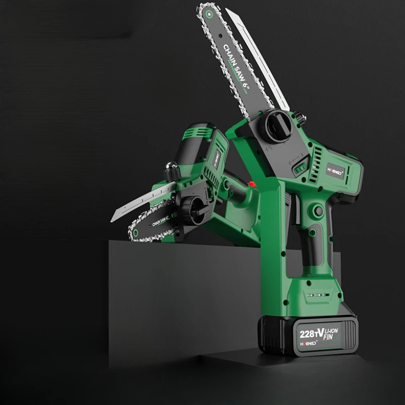 6 Inch Portable Electric Chain Saw Home Outdoor Wireless Small Tree Sawing Felling Tree Pruning Saw Brushless High Power 2