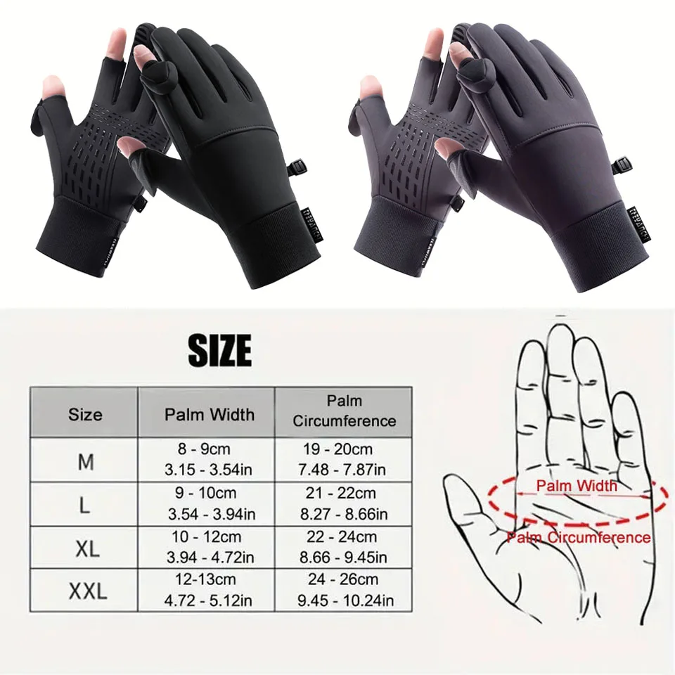 GTUBIKE 1 Pair Winter Fishing Gloves for Men Women Waterproof Touch Screen Gloves Outdoor Running Cycling Skiing Gloves