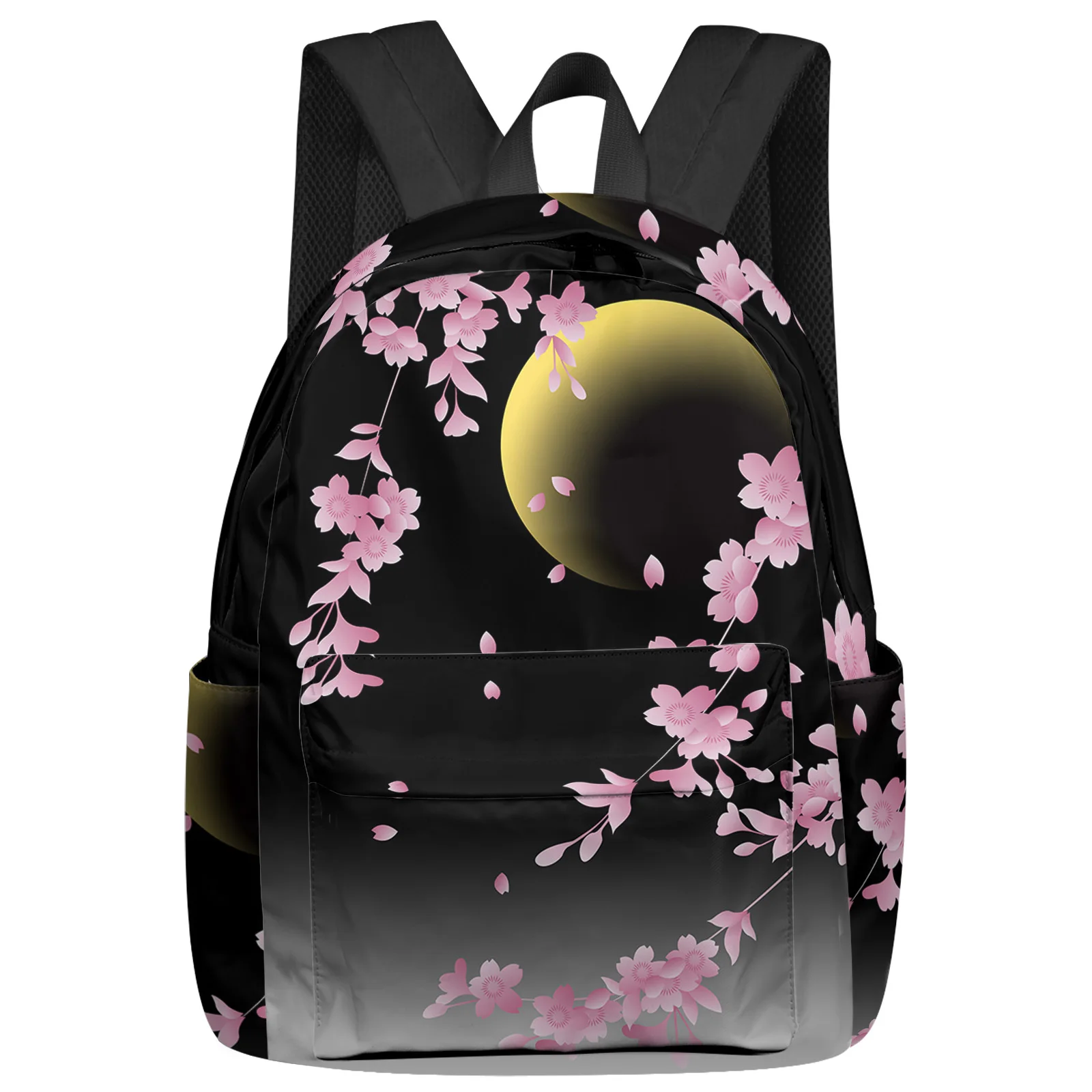 

Japanese Cherry Blossom Moon Minimalist Backpack Teenagers Student School Bags Laptop Custom Backpack for Men Women Travel Bag