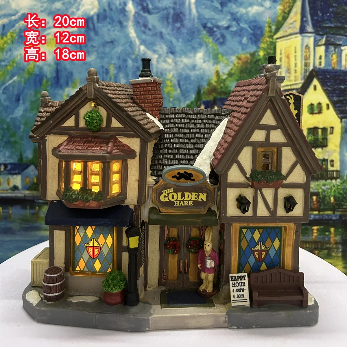 

Lemax Ceramic Painted Night Lamp House Figurine Miniature Version of European Building Home Furnishing Living Room Ornament Gift