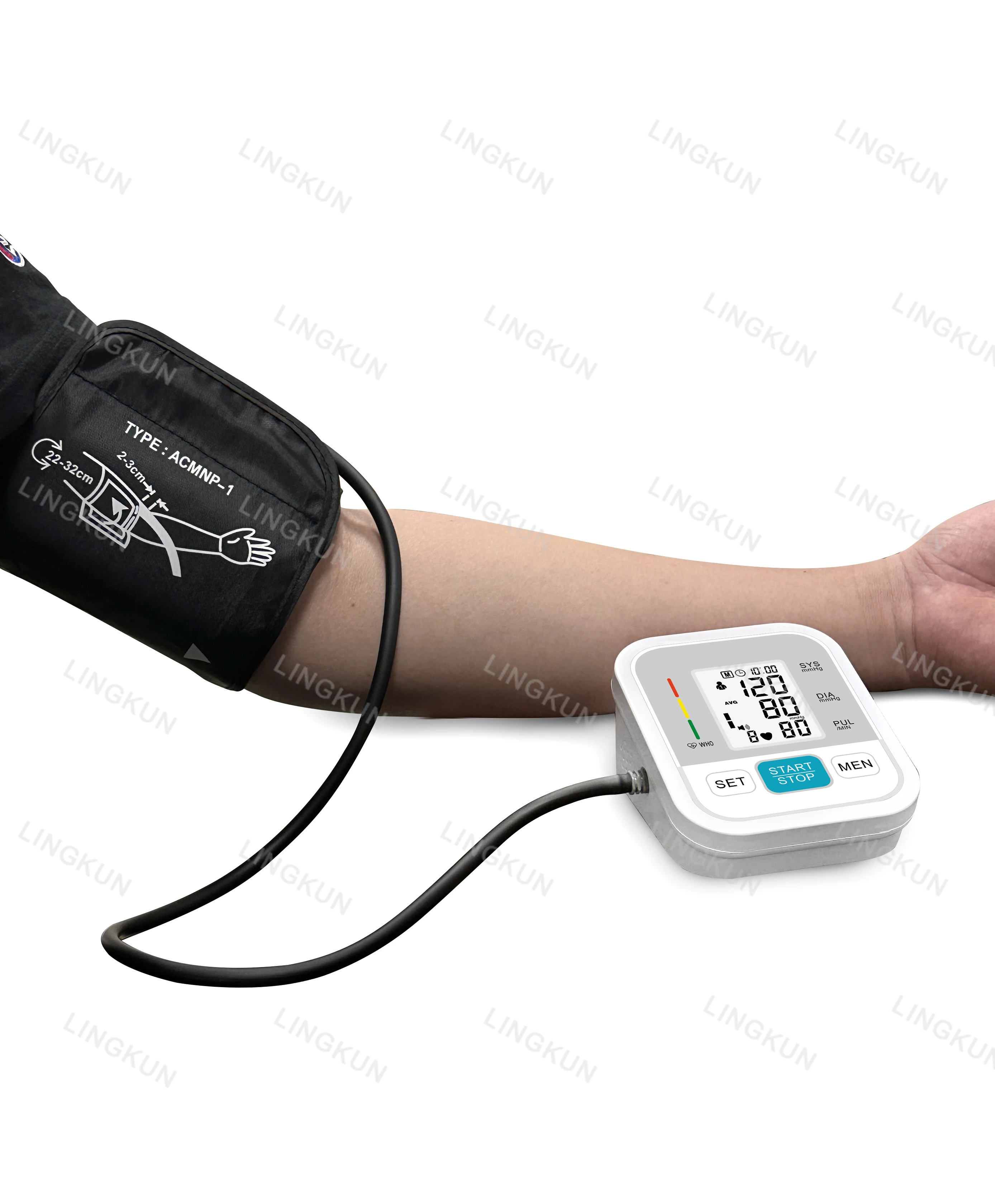 Digital Arm Blood Pressure Test Kit Cuff Sensor Monitor BP Automatic Pressure Tonometer Tensiometer Heart Rate Pulse Meter 6