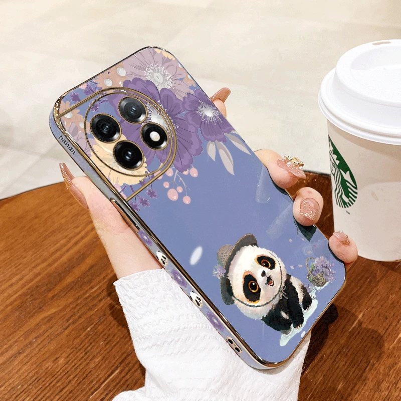 Flower Panda Luxury Plating Phone Case Cover