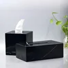 Nordic Modern Natural Marble Tissue Box Black Rectangular Light Luxury Paper Box Home Hotel Model Room Creativity Crafts 1