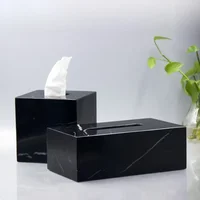 Nordic Modern Natural Marble Tissue Box Black Rectangular Light Luxury Paper Box Home Hotel Model Room Creativity Crafts 1