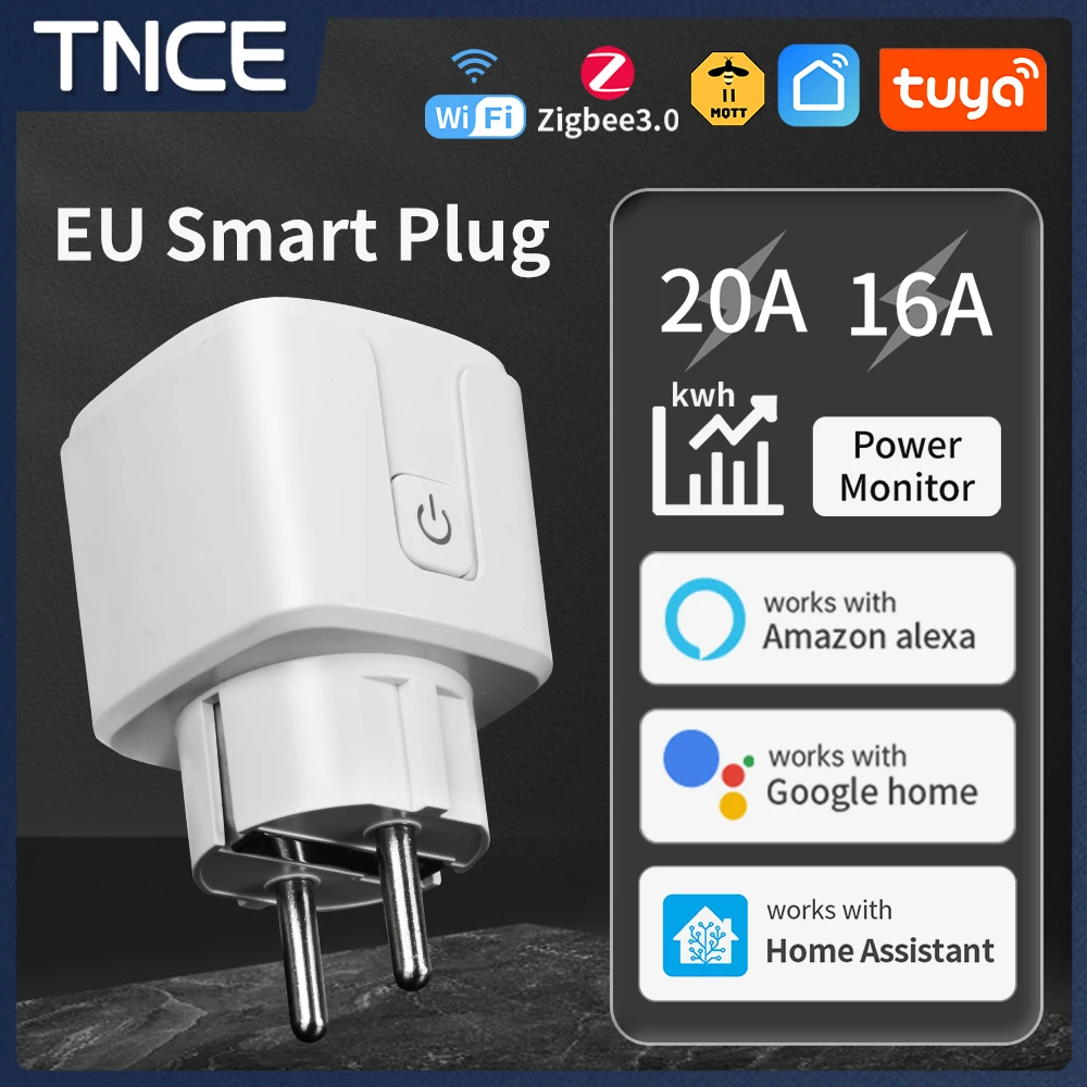 TNCE TUYA Smart Socket Plug EU WiFi Zigbee3.0, 16A 20A power monitoring smart home voice control support Alexa