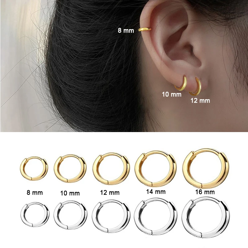 10pcs Small Hoop Earrings Women Men Gold Silver Color Stainles Steel Round Earrings Circle Anti-allergy Pendientes Mujer 2022 2