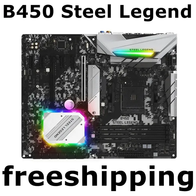 For Asrock B450 Steel Legend Motherboard 64GB PCI-E 3.0 M.2 HDMI 