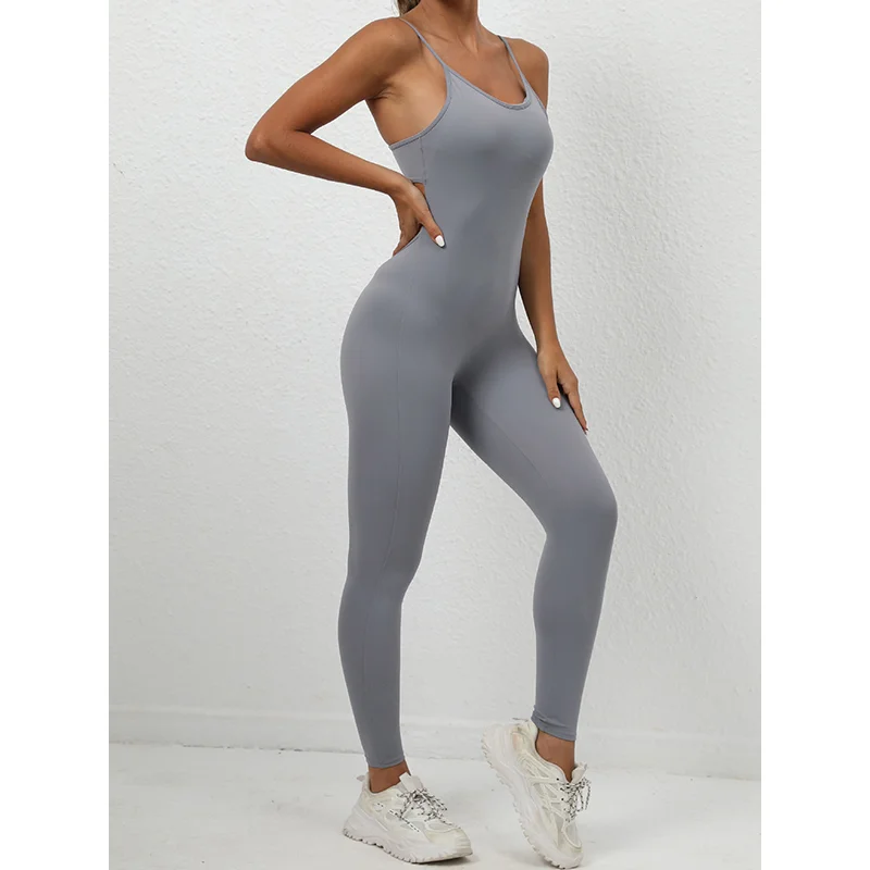 Gymdolphins Female Breathable Yoga Exercise Jumpsuit Skinny Backless trap Jump Suit for Women Solid Color Quick-drying Gym Pants