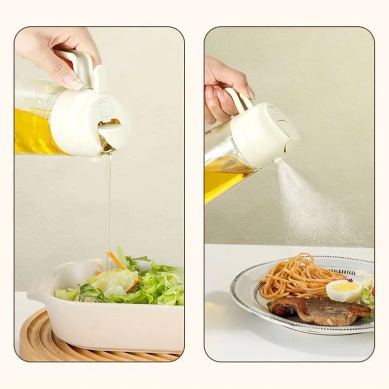 2in1 500ml Plastic Spray Oil Sprayer Bottle Spray Oil Dispenser Oil Jar Cruet BBQ Kitchen Baking Roasting Picnic Kitchen Tool 2