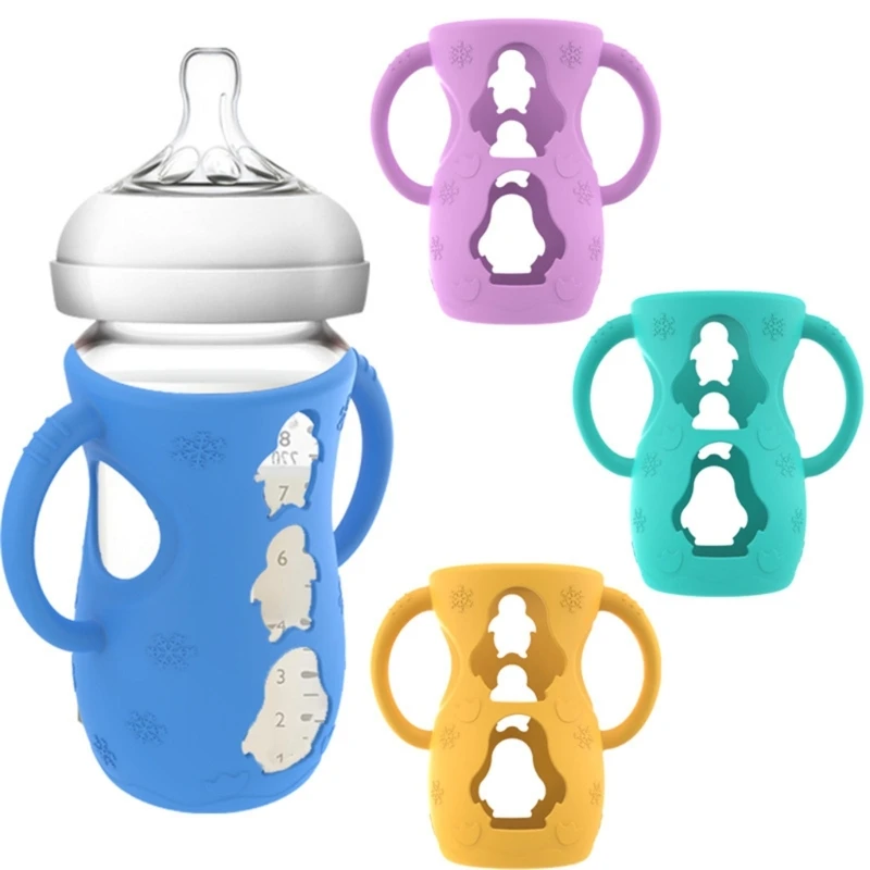 4 PCs BPA Free Silicone Baby Bottle Sleeves with Handles Anti-drop Silicone Feeding Bottle Holder 120ml/240ml Avent