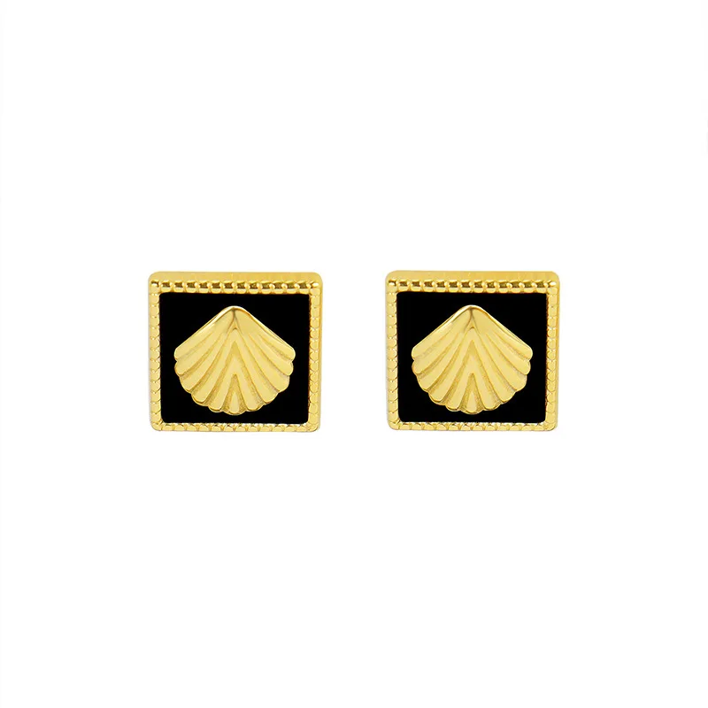 High Sense Korean Trend Elegant Shell Geometric Square Stud Earrings for Women Girl Fashion Jewelry Party Gifts |