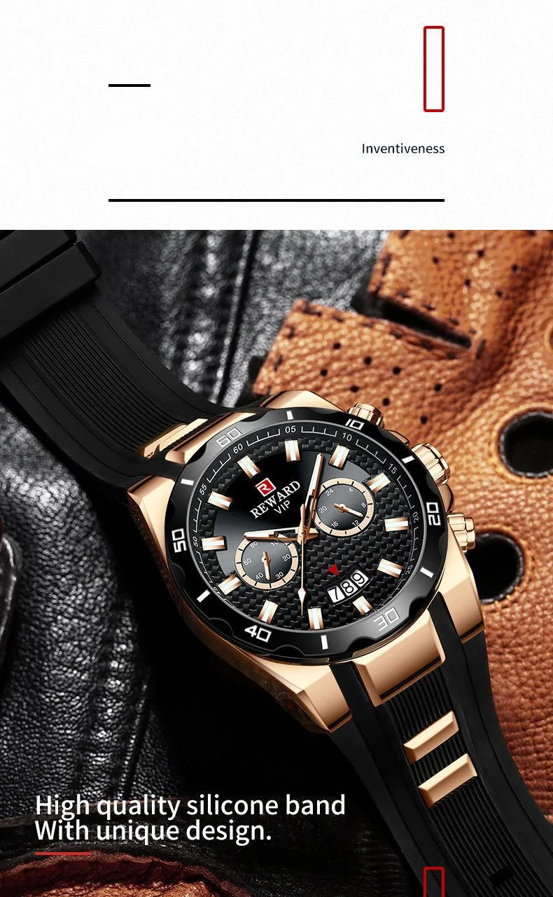Nouvelle récompense montre multifonctionnelle nuit lueur sport montre pour hommes montre à quartz étanche mode bande de silicium cinq aiguilles montre pour hommes_voghion.com